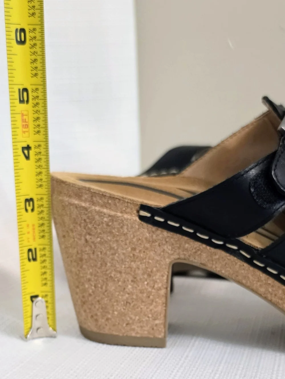 Aetrex Cally Leather Platform Sandals Wm 10 Slip On Cork Sole Closed Toe